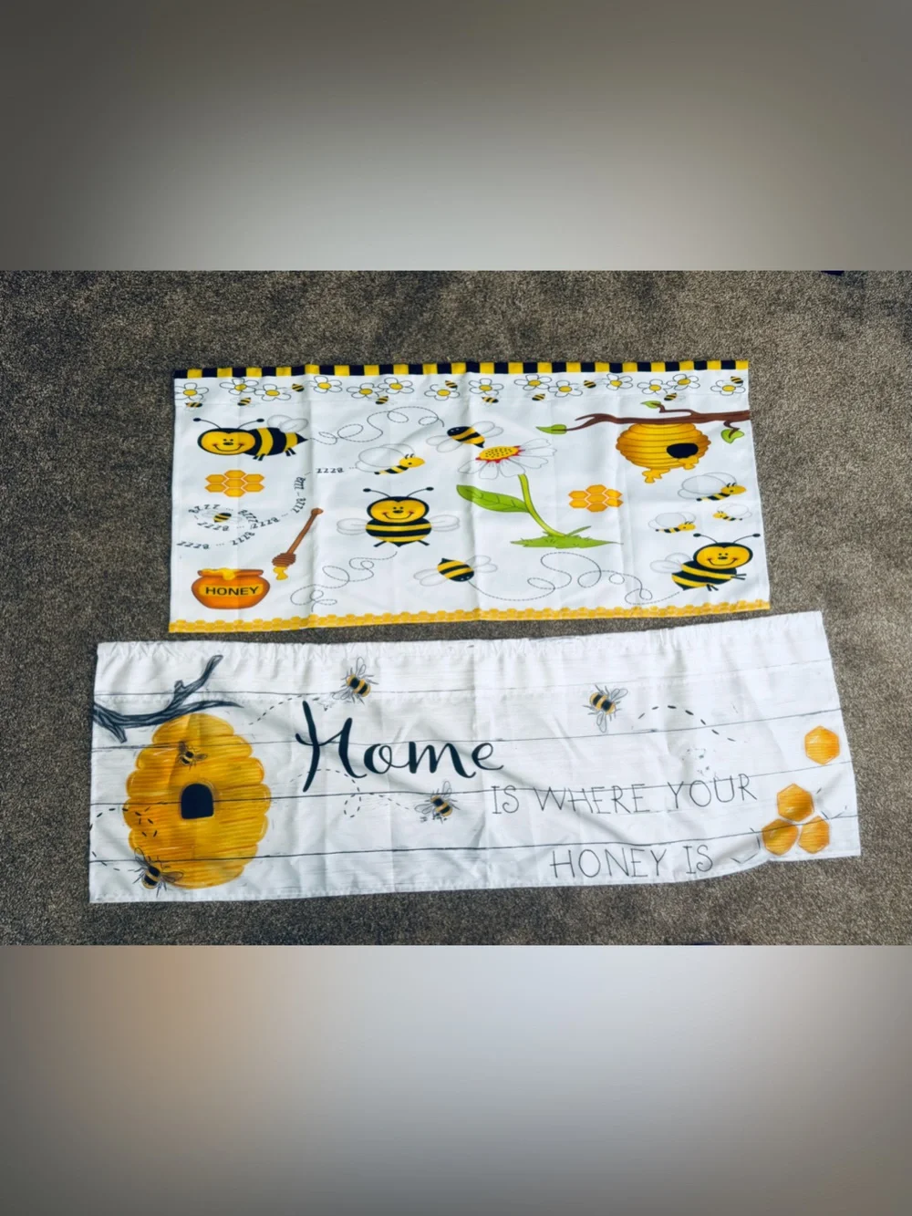 Bee Home Honey Kitchen Towels - Yellow/White